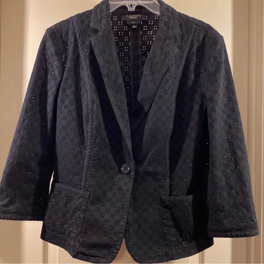 Talbots black eyelet blazer (Womens size 8)